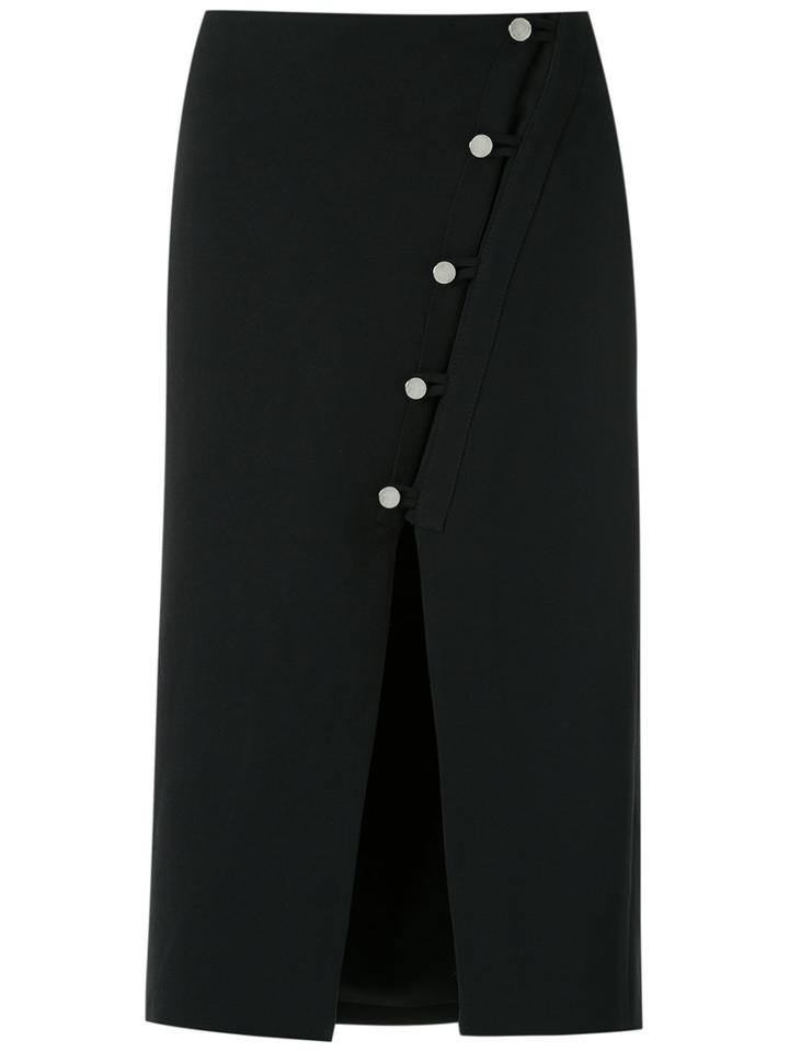 Egrey Front Slit Midi Skirt, Women's, Size: 42, Black, Polyester