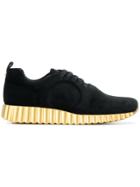 Salvatore Ferragamo Metallic Platform Sneakers - Black