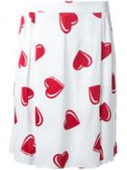 Love Moschino Heart Print A-line Skirt, Women's, Size: 44, White, Viscose