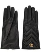 Gucci Gg Marmont Chevron Gloves - Black