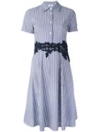 P.a.r.o.s.h. - Striped Lace Detail Dress - Women - Cotton/polyamide/spandex/elastane - L, Women's, Blue, Cotton/polyamide/spandex/elastane