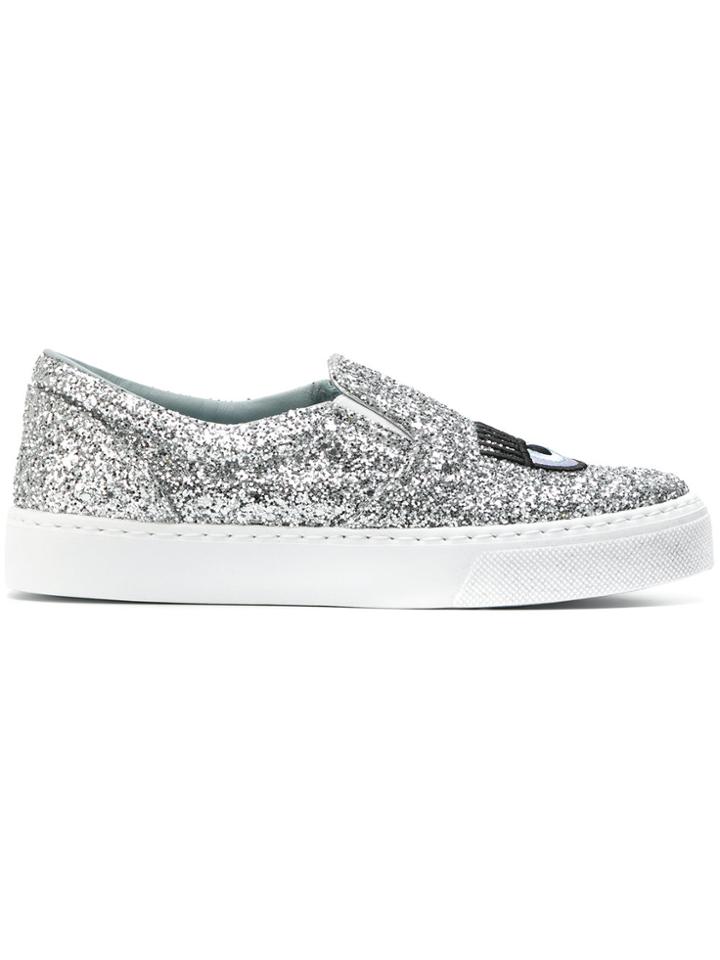 Chiara Ferragni Logomania Slip-on Sneakers - Metallic