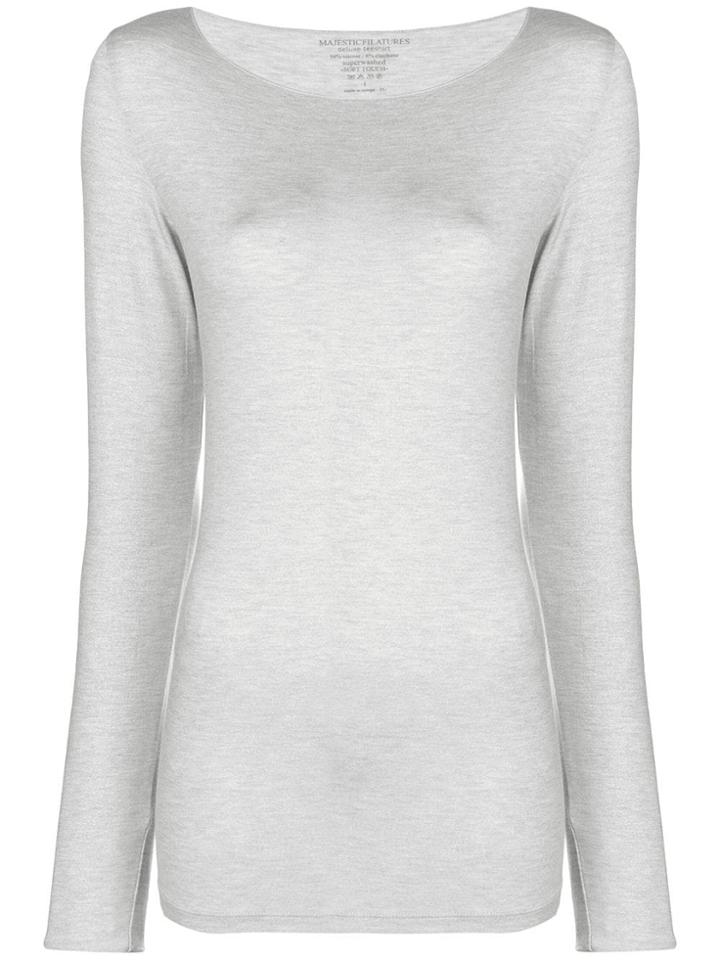 Majestic Filatures Fitted Long Sleeve Top - Grey