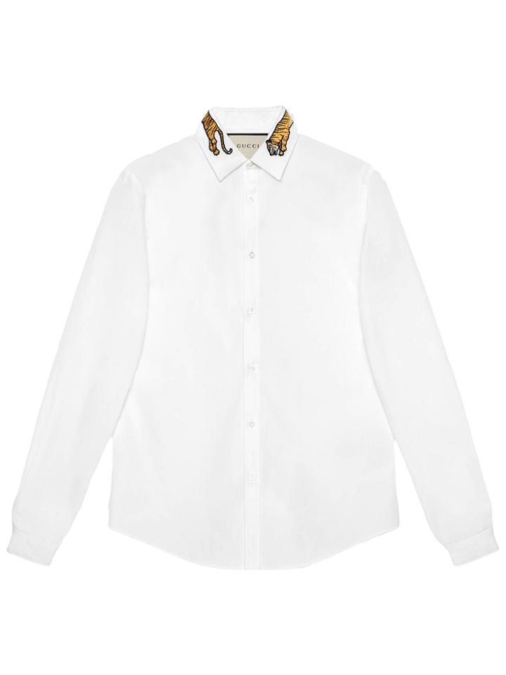 Gucci Cotton Duke Shirt With Tiger - White