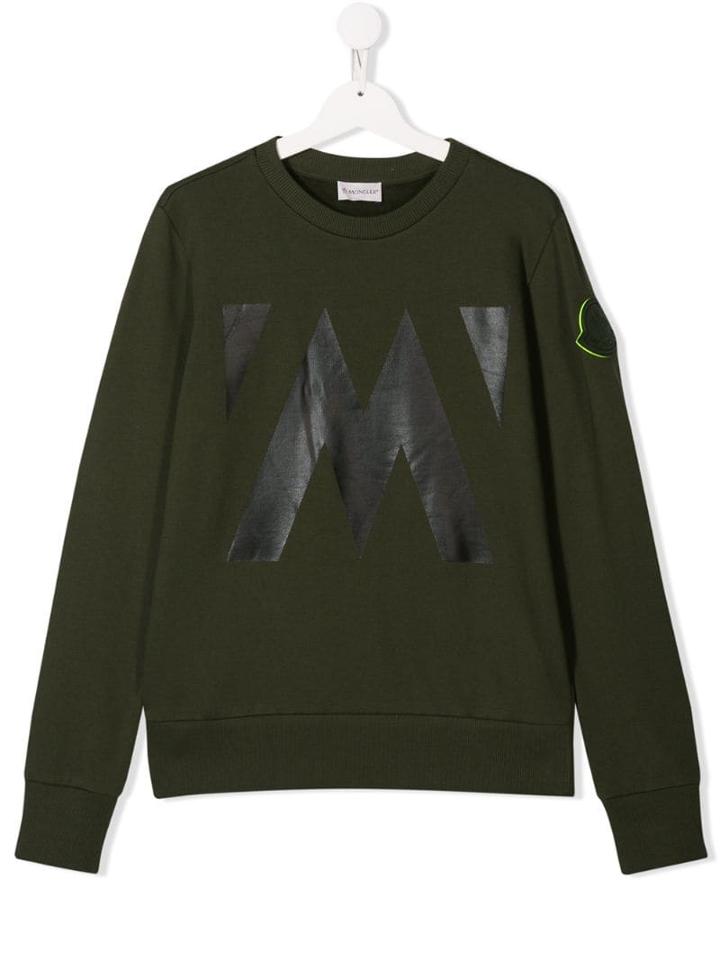 Moncler Kids Teen Monogram Print Sweatshirt - Green