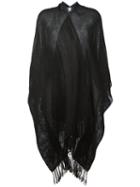 Brunello Cucinelli - Fringed Wrap Cardigan - Women - Linen/flax/polyamide/polyester - One Size, Black, Linen/flax/polyamide/polyester