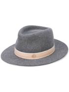 Maison Michel Ribbon Detail Bowler Hat - Grey