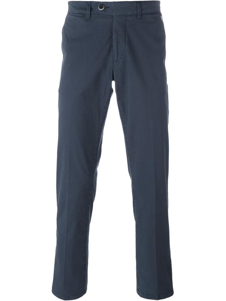Corneliani Classic Chinos, Men's, Size: 50, Blue, Cotton/spandex/elastane