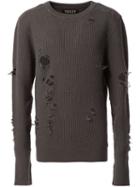 Yeezy Distressed Knit Sweater, Adult Unisex, Size: Xs, Grey, Wool