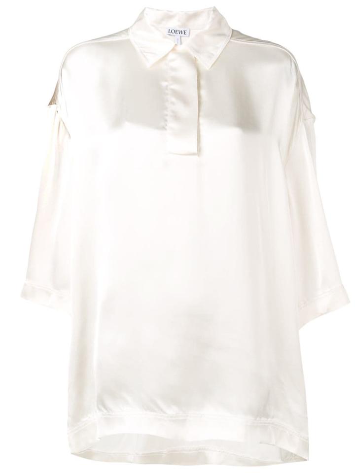 Loewe Satin Oversize Polo Top - White