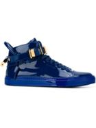 Buscemi 100mm Hi-top Sneakers, Men's, Size: 12, Blue, Patent Leather/leather/rubber
