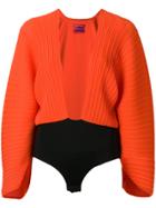 Solace London V-neck Pleated Bodysuit - Yellow & Orange