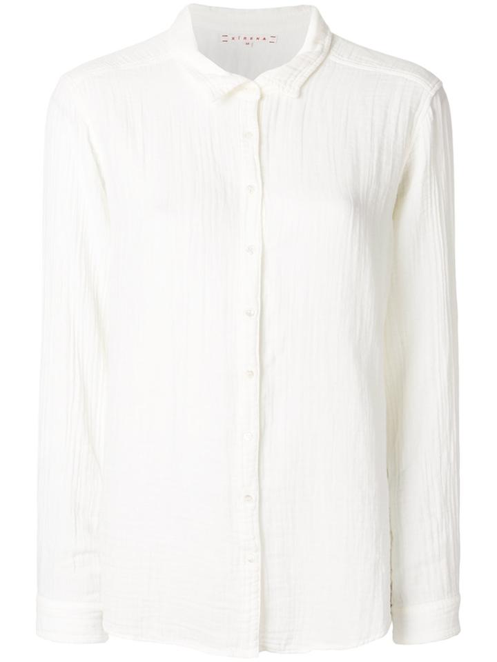 Xirena Creased Button Down Blouse - Nude & Neutrals