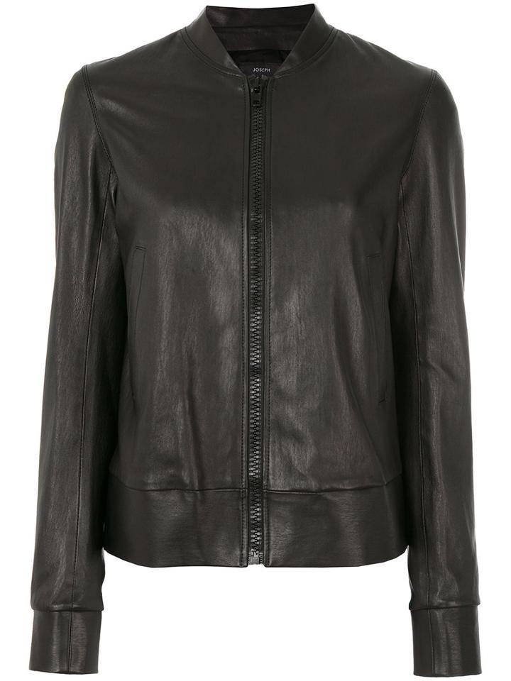 Joseph - Zipped Jacket - Women - Cotton/lamb Skin/spandex/elastane - 42, Black, Cotton/lamb Skin/spandex/elastane