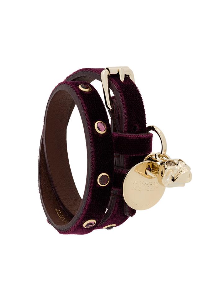 Alexander Mcqueen Velvet Wrap Bracelet - Red