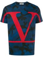 Valentino Vlogo Camouflage T-shirt - Blue