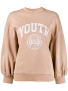Msgm Youth Print Sweatshirt - Brown