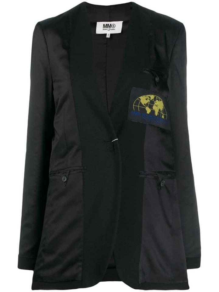 Mm6 Maison Margiela Reversed Logo Patch Blazer - Black