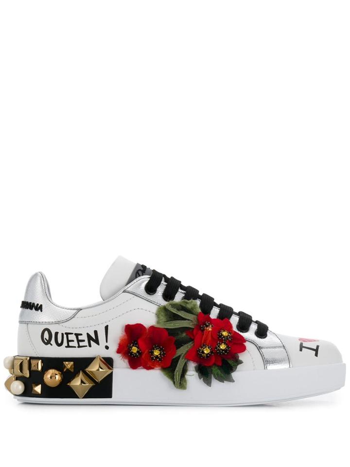 Dolce & Gabbana Embellished Sneakers - White