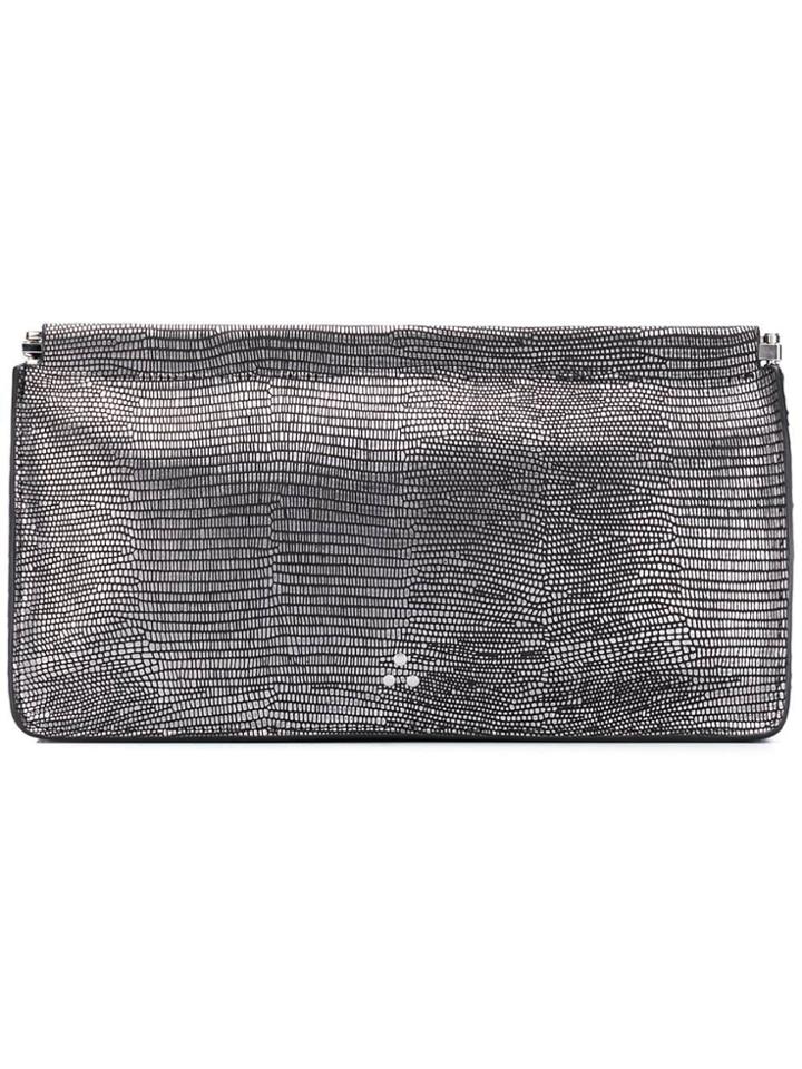Jérôme Dreyfuss Lizard Skin Effect Clutch - Silver