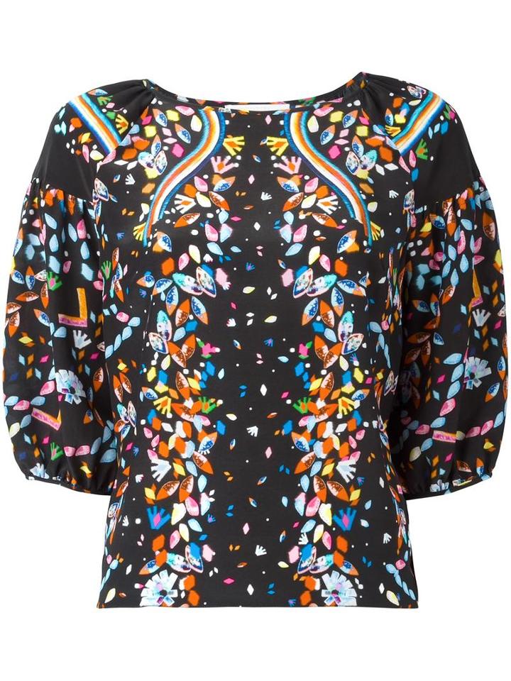 Peter Pilotto Floral Print Blouse, Women's, Size: 14, Black, Silk