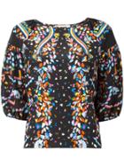 Peter Pilotto Floral Print Blouse, Women's, Size: 14, Black, Silk