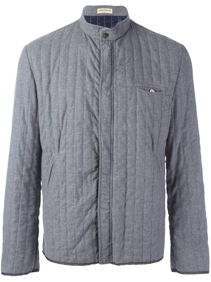 Al Duca D'aosta 1902 Quilted Band Collar Jacket, Men's, Size: 52, Grey, Polyamide/polyester/wool