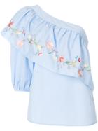 Vilshenko Embroidered Asymmetric Blouse - Blue