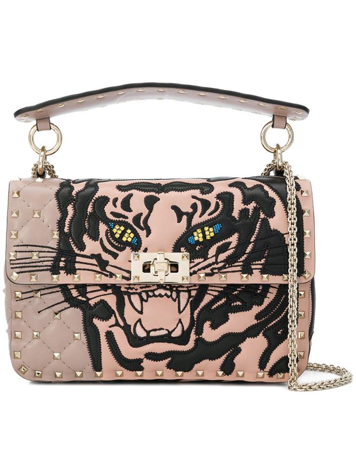 Valentino Spike Media Tiger Bag - Pink & Purple
