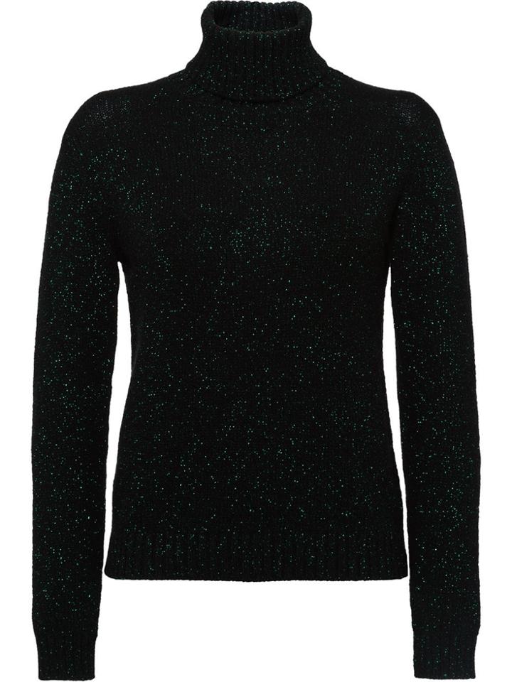 Prada Lamé Sweater With Leather Patches - Black
