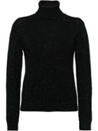 Prada Lamé Sweater With Leather Patches - Black