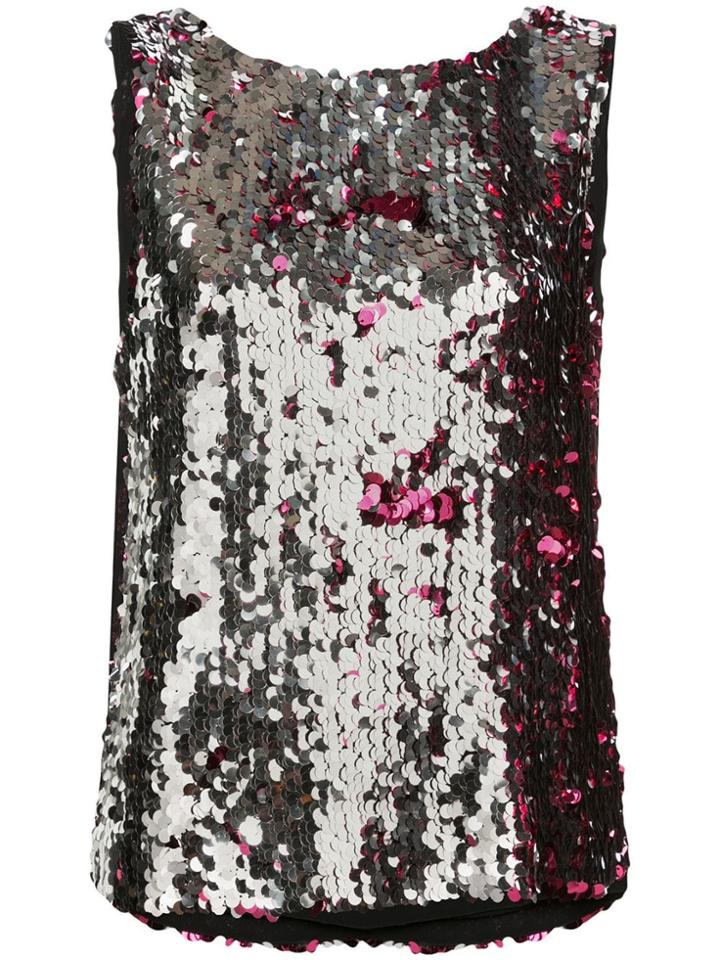 Tanya Taylor Two-tone Sequin Top - Pink & Purple