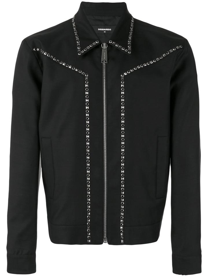 Dsquared2 - Stud Trimmed Jacket - Men - Silk/virgin Wool - 48, Black, Silk/virgin Wool