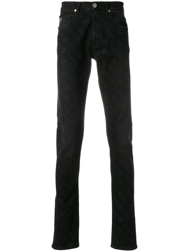 Versace Jeans Monogram Slim Fit Jeans - Black