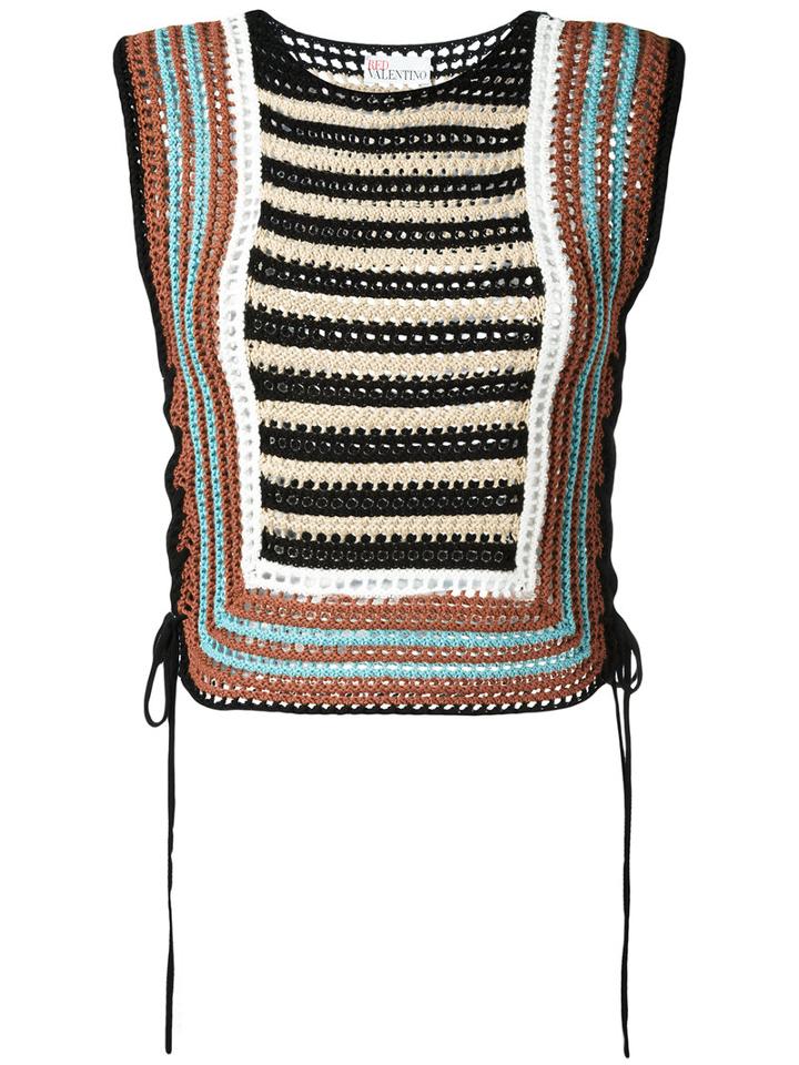 Red Valentino Round Neck Knitted Top, Women's, Size: Xs, Black, Cotton