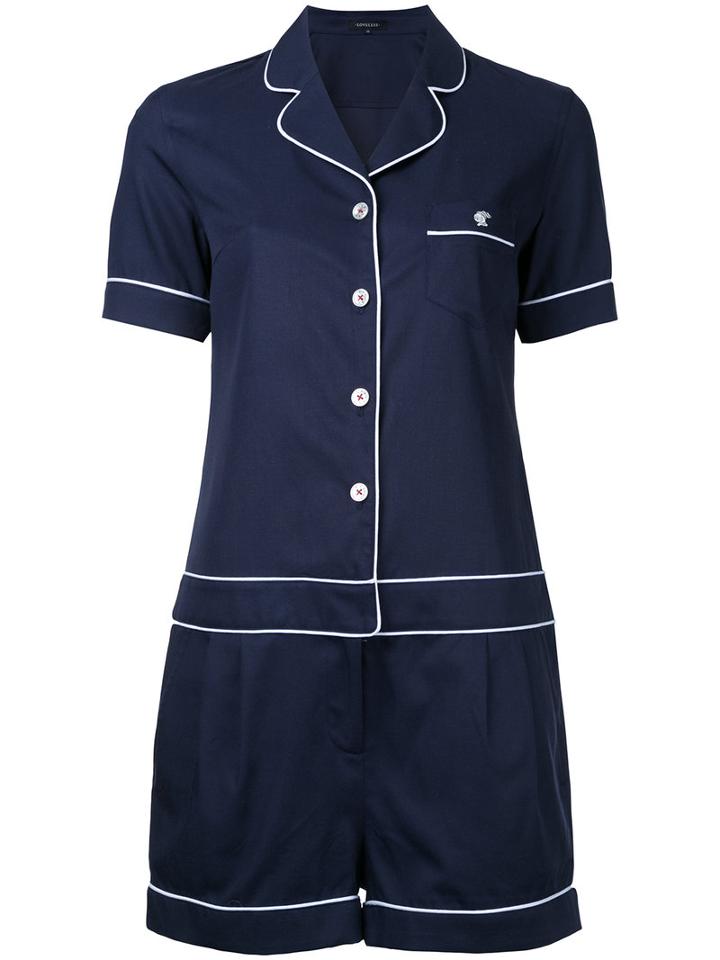 Loveless - Pajama Playsuit - Women - Cotton/tencel - 7, Blue, Cotton/tencel