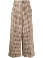 Tela Check Print Trousers - Brown