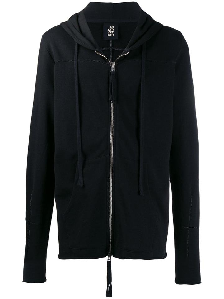 Thom Krom Zipped Drawstring Hoodie - Black