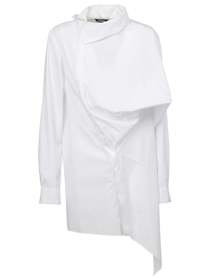 Moohong High Neck Asymmetric Shirt, Men's, Size: 46, White, Cotton