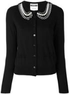 Moschino Chain Collar Cardigan, Women's, Size: 40, Black, Virgin Wool