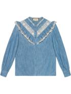 Gucci Denim Ruffle Shirt - Blue