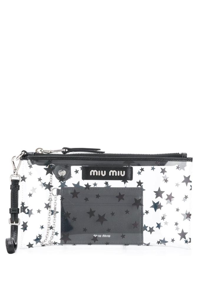 Miu Miu Transparent Star Print Clutch Bag - Neutrals