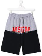 Msgm Kids Logo Sweat Shorts - Grey