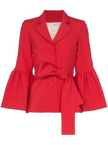 By Timo Belted Trumpet Sleeve Blazer - Red