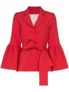 By Timo Belted Trumpet Sleeve Blazer - Red