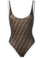 Fendi Ff Motif Swimsuit - Brown