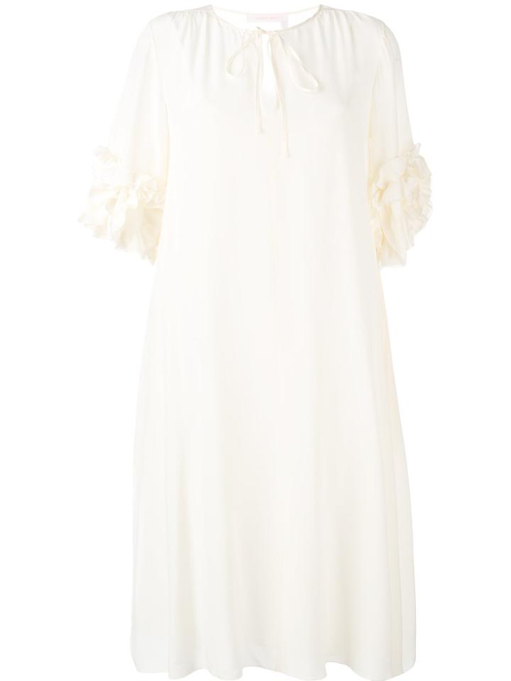 See By Chloé - Ruffled Sleeve Dress - Women - Silk/viscose - 36, Women's, Nude/neutrals, Silk/viscose