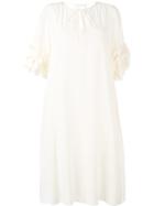 See By Chloé - Ruffled Sleeve Dress - Women - Silk/viscose - 36, Women's, Nude/neutrals, Silk/viscose