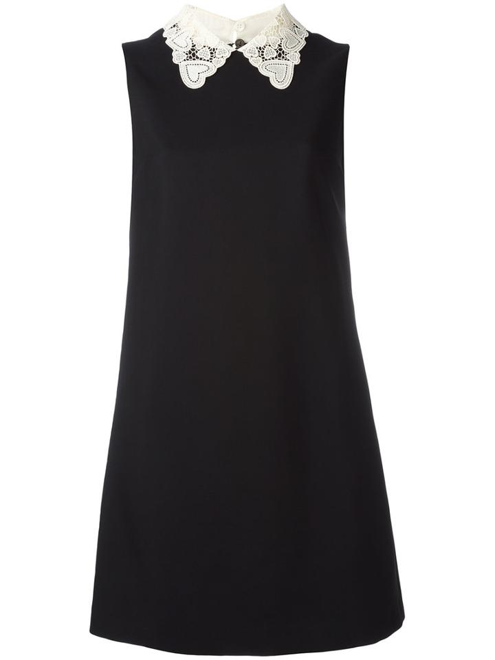 Miu Miu Lace Collar Dress, Women's, Size: 42, Black, Cotton/polyester/viscose