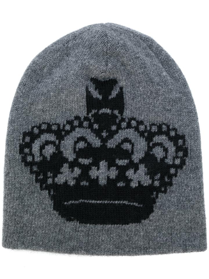 Dolce & Gabbana Crown Beanie Hat - Grey
